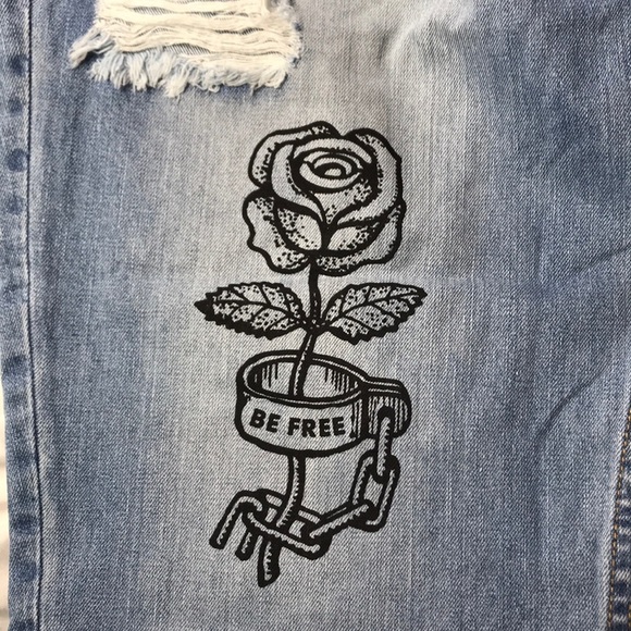 VINTAGE WASH RED Jeans NYC Distressed Boyfriend - Picture 6 of 9